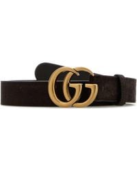 Gucci - Dark Suede Textured Belt - Lyst