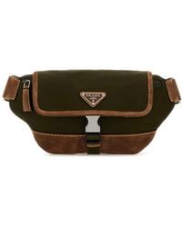 Prada - Two-Tone Re-Nylon And Suede Belt Bag - Lyst
