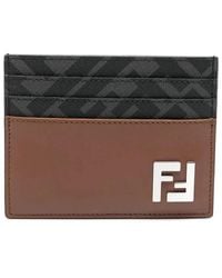 Fendi - Ff Squared Leather Card Holder - Lyst