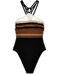 Max Mara - Striped Halter One-Piece Swimsuit - Lyst