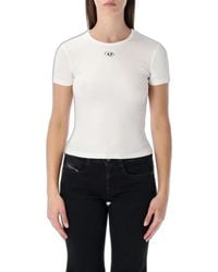 DIESEL - Slim-Fit Stretch Cotton T-Shirt With Metallic Oval D Logo - Lyst