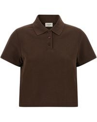 Saint Laurent - 'Cassandre' Crop Polo Shirt - Lyst