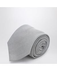 Ferragamo - Pearl Silk Tie With Micro-Check Pattern - Lyst
