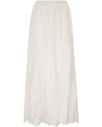 MC2 Saint Barth - Long Linen And Cotton Broderie Anglaise Skirt - Lyst