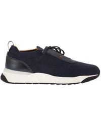 Santoni - Textile And Leather Trainers With Raised Sole - Lyst