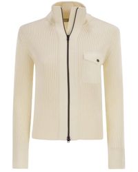 Herno - Wool Ribbed Cardigan - Lyst