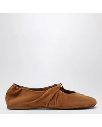 Loewe - Pebble Soft Suede Goatskin Ballet Flats - Lyst