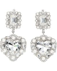 Self-Portrait - Crystal Pearl Tiered Heart Earrings - Lyst