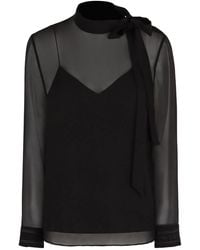 Gucci - Silk Georgette Bow Blouse - Lyst