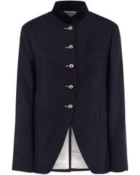 Fay - Viscose And Wool Blend Jacket With Contrasting Collar - Lyst