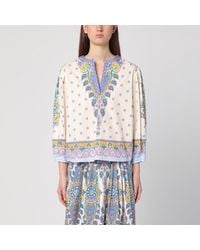 Etro - Floral Printed Cotton Blouse With Balloon Sleeves - Lyst