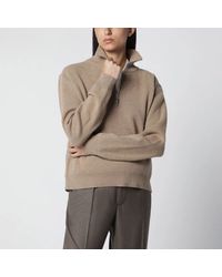 Rohe - Camel Mouline Knit Zip Polo Shirt - Lyst