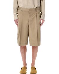 Ami Paris - Cotton Wide Bermuda Shorts - Lyst