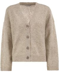 Peserico - V-Neck Knitted Cardigan With Sequins - Lyst