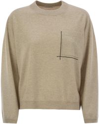 Brunello Cucinelli - Virgin Wool, Cashmere And Silk Sweater With Shiny Pocket Detail - Lyst