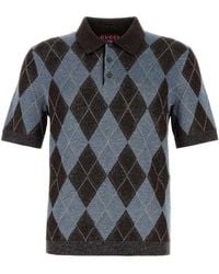 Gucci - Embroidered Wool Blend Polo Shirt - Lyst