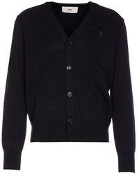 Ami Paris - Ami De Coeur Wool Cardigan - Lyst