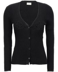 Magda Butrym - Ribbed Cotton Cardigan With Macramé Detail - Lyst