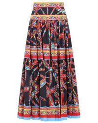 Dolce & Gabbana - Dolce & Gabbana Popeline Midi Carretto Skirt - Lyst