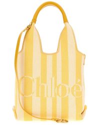 Chloé - Embroidered Canvas Striped Handbag, 20 Cm X 30 Cm X 9 Cm - Lyst