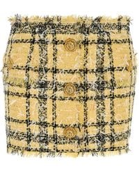 Balmain - Embroidered Tweed Mini Skirt - Lyst