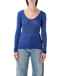 American Vintage - Massachusetts Ribbed T-Shirt - Lyst