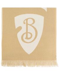Burberry - Wool Scarf With Logo - Lyst