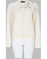 Fabiana Filippi - Rhinestone Embellished Wool Blend Cardigan Jumpers - Lyst