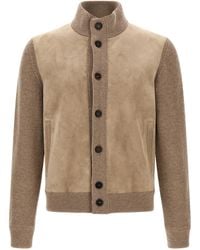 ZEGNA - Suede Panel Cardigan - Lyst