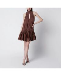 ROTATE BIRGER CHRISTENSEN - Dark Gathered Mini Dress With Ruching - Lyst