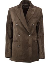 Antonelli - Double-Breasted Velvet Blazer - Lyst