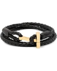 Tom Ford - Leather Bracelet With T-Plate - Lyst