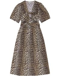 Ganni - Dress With Animal Print - Lyst