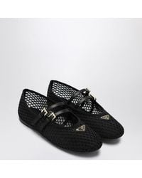 Prada - Elegant Mesh Ballerina With Triangle Logo - Lyst