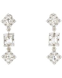 Alessandra Rich - Crystal Square Earrings With Pendant - Lyst
