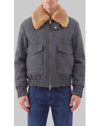 Ami Paris - Shearling Collar Virgin Wool Bomber Jacket - Lyst
