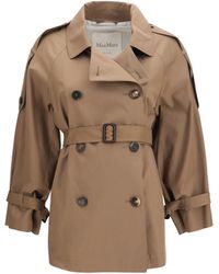 Max Mara - Short Water Repellent Twill Trench Coat - Lyst