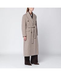 Golden Goose - Greige Wool-Blend Belted Coat - Lyst