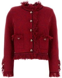 Self-Portrait - Two-Tone Cotton Blend Blazer - Lyst