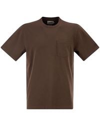 MC2 Saint Barth - Stretch Cotton Piqué T-Shirt With Patch Pocket - Lyst