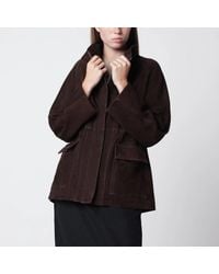 Nour Hammour - Mocha Quai Fluid Suede Jacket - Lyst
