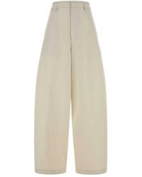 Lemaire - Ivory Cotton Wide-Leg Pant - Lyst