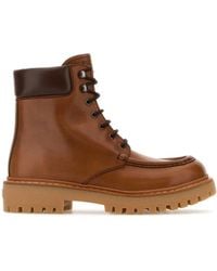 Prada - Caramel Leather Ankle Boots - Lyst
