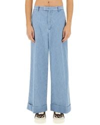 Valentino - Denim Pants With Lapels - Lyst