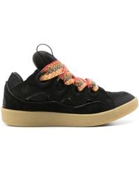 Lanvin - Men Leather Curb Sneakers - Lyst