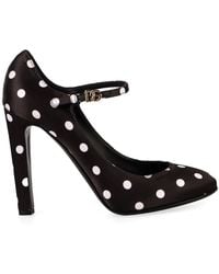 Dolce & Gabbana - Bianca Polka-Dot Satin Pumps - Lyst