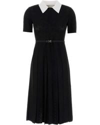 Tory Burch - T Monogram Pointelle Pleated Dress - Lyst