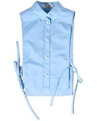 Miu Miu - Sleeveless Cotton Poplin Shirt - Lyst