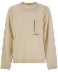 Brunello Cucinelli - Virgin Wool, Cashmere And Silk Sweater With Shiny Pocket Detail - Lyst