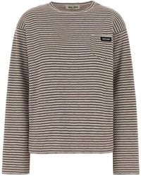 Miu Miu - Embroidered Cotton Blend Oversize T-Shirt - Lyst